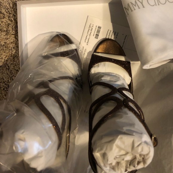 Jimmy Choo Lang 100 Glitter Sandals - Picture 5 of 8